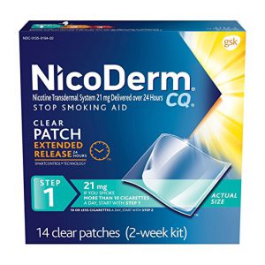 NicoDerm CQ is one of the nicotine replacement therapies and is a nicotine patch that sticks directly onto the skin.